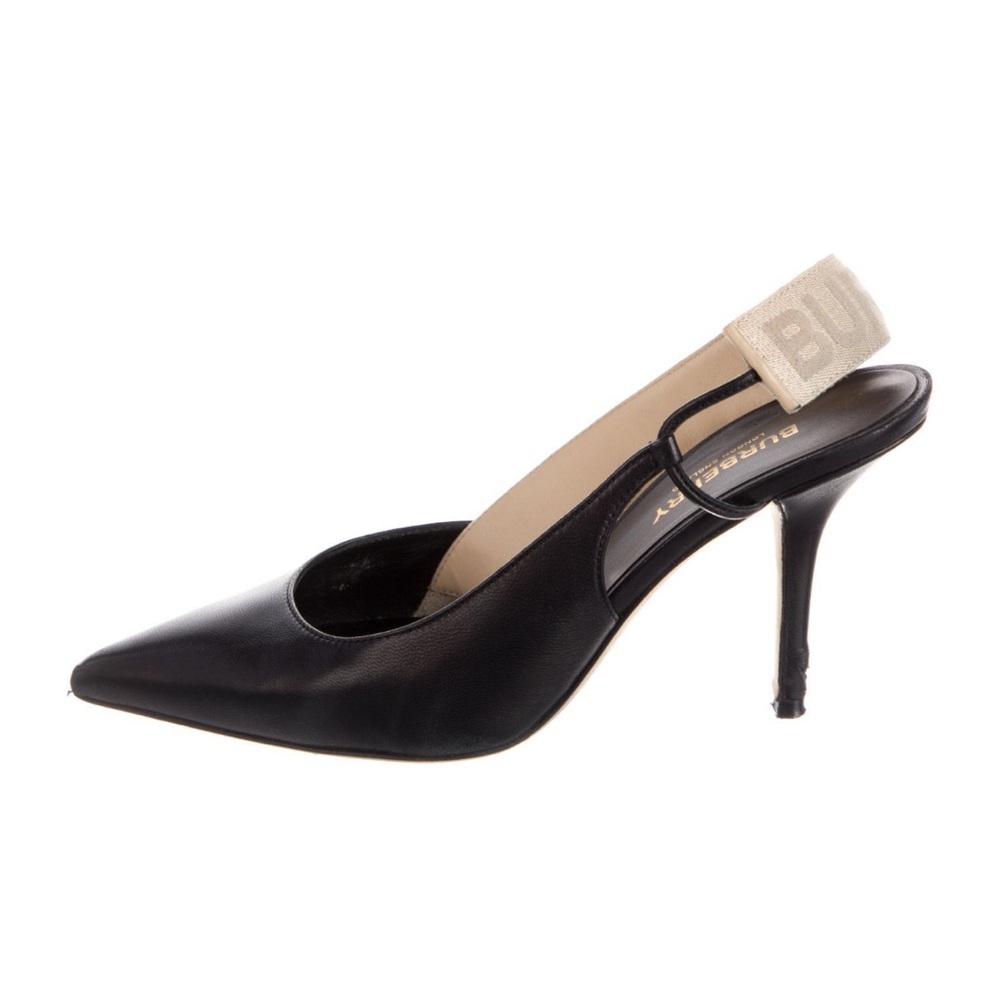 Burberry Maria Logo Slingback Pointy Toe Pump
